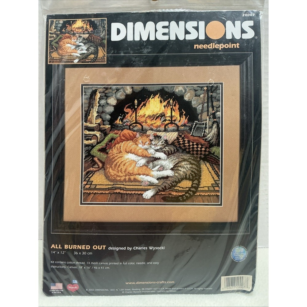 Dimensions Needlepoint 20007 ALL BURNED OUT Charles Wysocki Sealed Cats